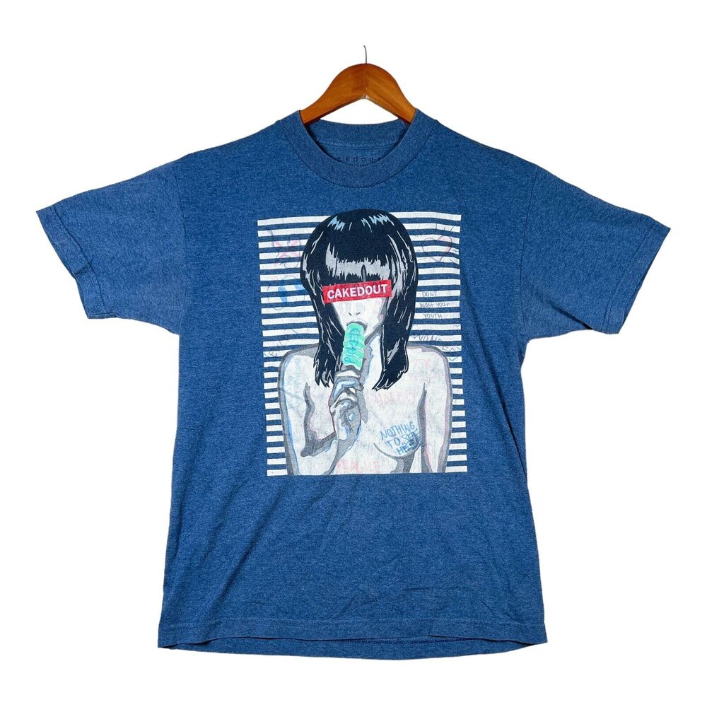 CKDOUT Men's Blue Naked Woman Cakedout Streetwear Popsicle Hipster T Shirt sz M
